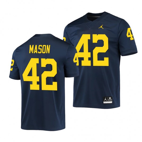 Michigan Wolverines 42 Ben Mason Navy Game Jersey Men's