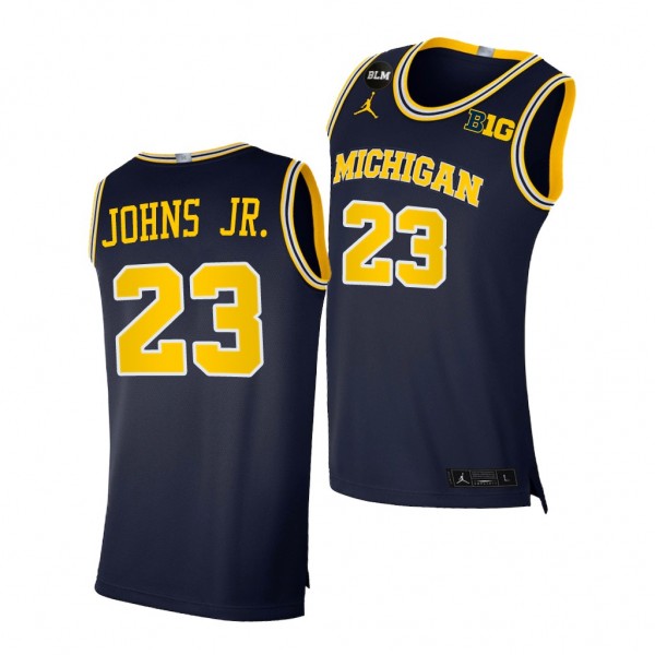 Michigan Wolverines Brandon Johns Jr. 2021 Big Ten regular season champions Navy BLM Jersey March Madness