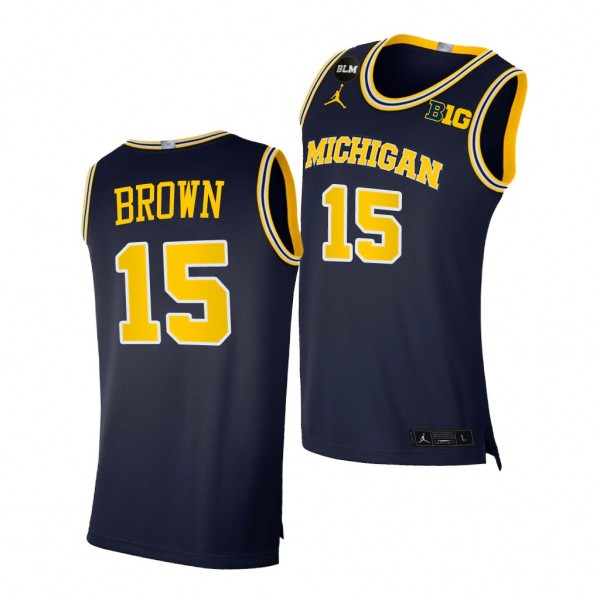 Michigan Wolverines Chaundee Brown 2021 Big Ten regular season champions Navy BLM Jersey March Madness