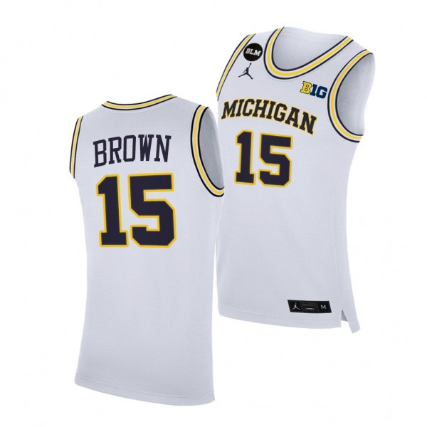 Michigan Wolverines Chaundee Brown 2021 Big Ten regular season champions White BLM Jersey March Madness