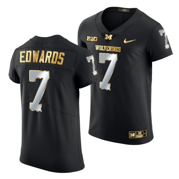 Donovan Edwards #7 Michigan Wolverines Black Golden Edition Jersey 2021-22 Elite Football