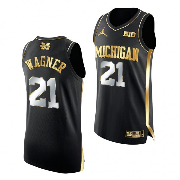 Franz Wagner Michigan Wolverines 2021 March Madness Black Golden Authentic Jersey