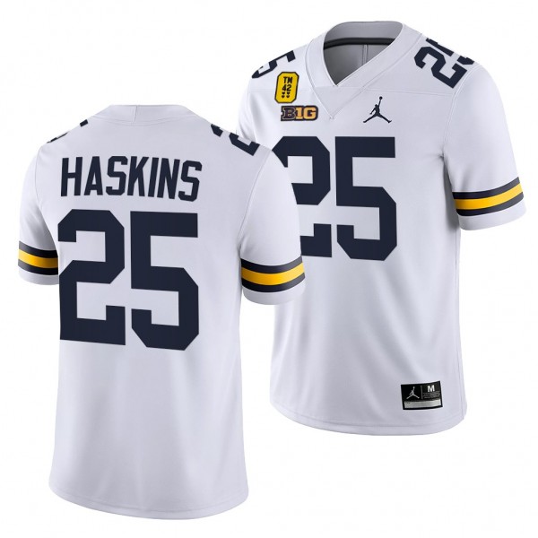 Michigan Wolverines Hassan Haskins 25 Jersey White...