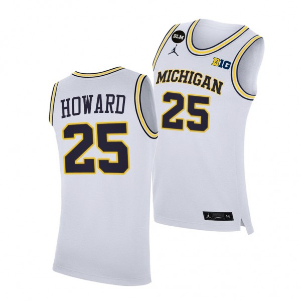 Michigan Wolverines Jace Howard 2021 Big Ten regular season champions White BLM Jersey March Madness