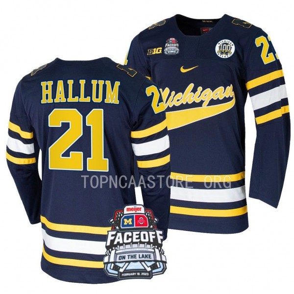 Jackson Hallum Michigan Wolverines Navy Faceoff On...