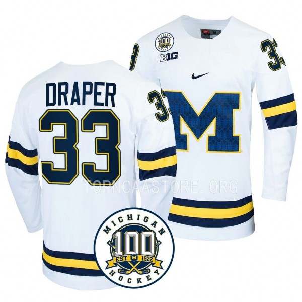 Kienan Draper Michigan Wolverines White 100th Anni...