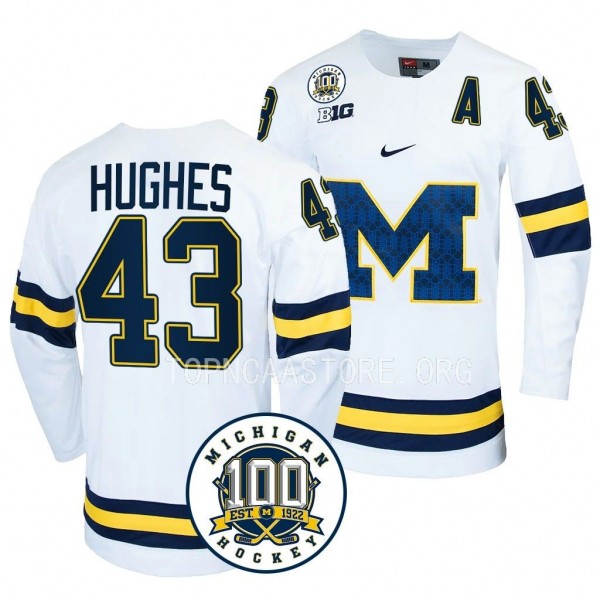 Luke Hughes Michigan Wolverines White 100th Annive...