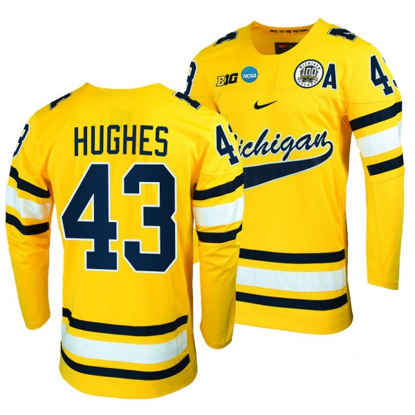 Michigan Wolverines Luke Hughes 2023 NCAA Hockey T...