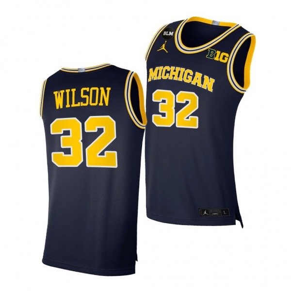 Michigan Wolverines Luke Wilson 2021 Big Ten regular season champions Navy BLM Jersey March Madness