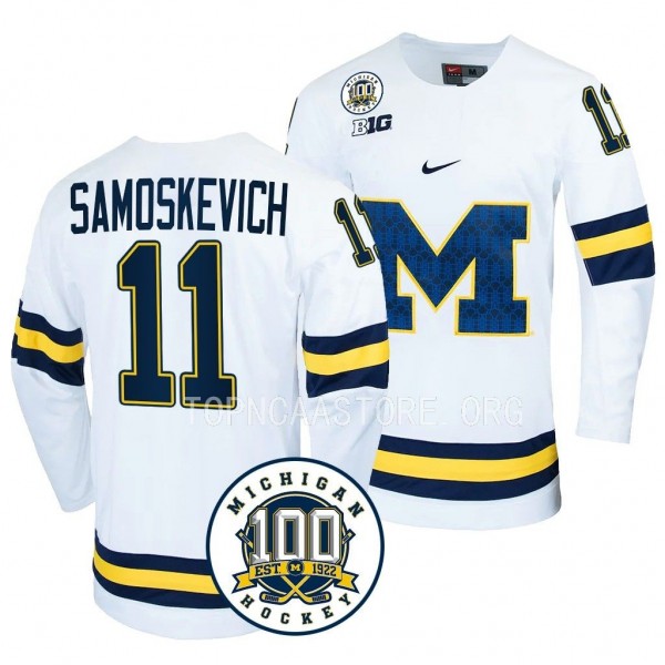 Mackie Samoskevich Michigan Wolverines White 100th...