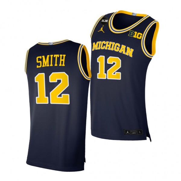 Michigan Wolverines Mike Smith 2021 Big Ten regular season champions Navy BLM Jersey March Madness