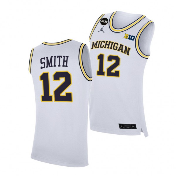 Michigan Wolverines Mike Smith 2021 Big Ten regular season champions White BLM Jersey March Madness