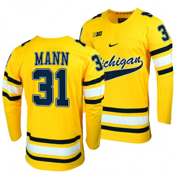 Strauss Mann Michigan Wolverines Maize College Hockey Jersey Replica