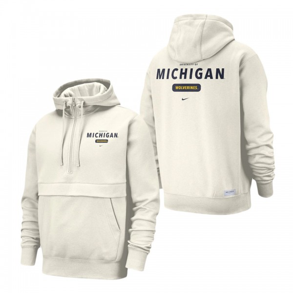 Michigan Wolverines Nike Team Stack Club Half-Zip Hoodie Natural