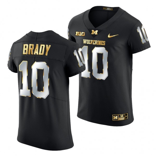 Tom Brady #10 Michigan Wolverines Black Golden Edi...