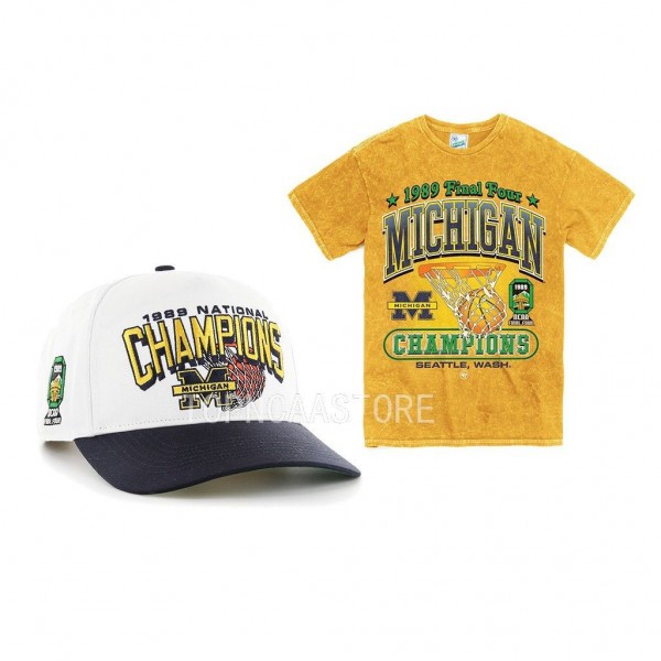 Michigan Wolverines Yellow White Vintage NCAA Chap...