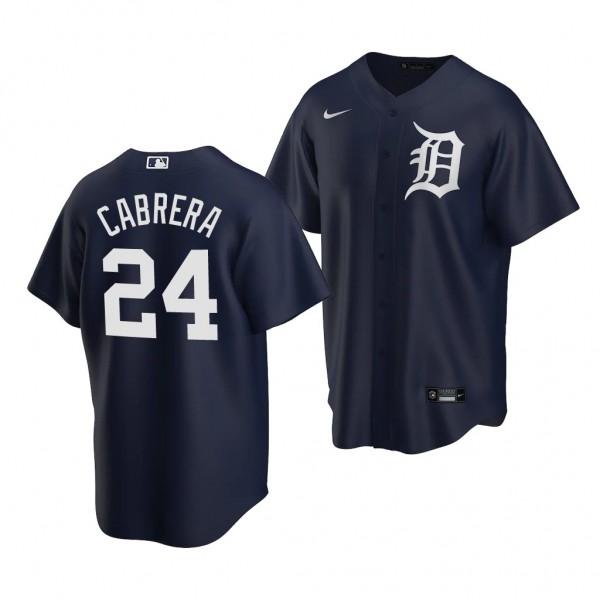 Detroit Tigers Miguel Cabrera Replica Navy #24 Jersey Alternate