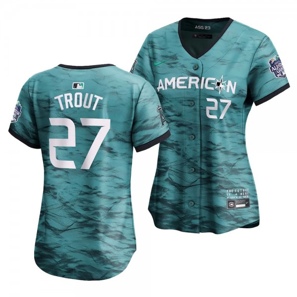 American League Mike Trout #27 2023 MLB All-Star Game Limited Player Teal Jersey Women's