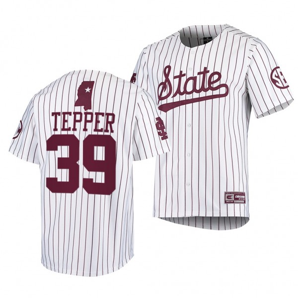 Mikey Tepper Mississippi State Bulldogs 2022 College Baseball Men Jersey - White