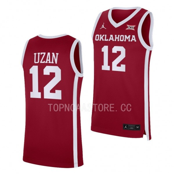 Milos Uzan #12 Oklahoma Sooners Away Basketball Re...
