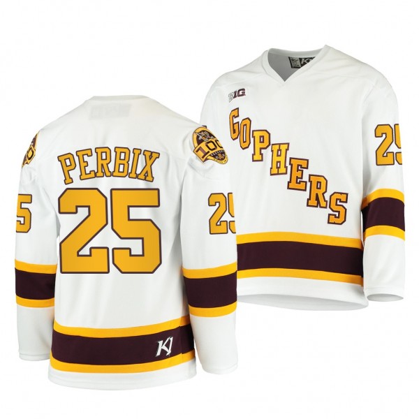 Jack Perbix Minnesota Golden Gophers White 2020-21 100th Season Jersey College Hockey