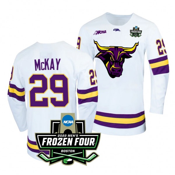 Minnesota State Mavericks Dryden McKay White 2022 Frozen Four Hockey Jersey