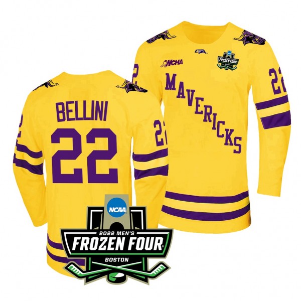 Minnesota State Mavericks Steven Bellini Gold 2022 Frozen Four Championship Hockey Jersey