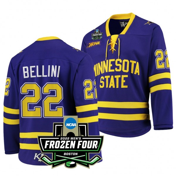Steven Bellini Minnesota State Mavericks 2022 Frozen Four Hockey Jersey Purple