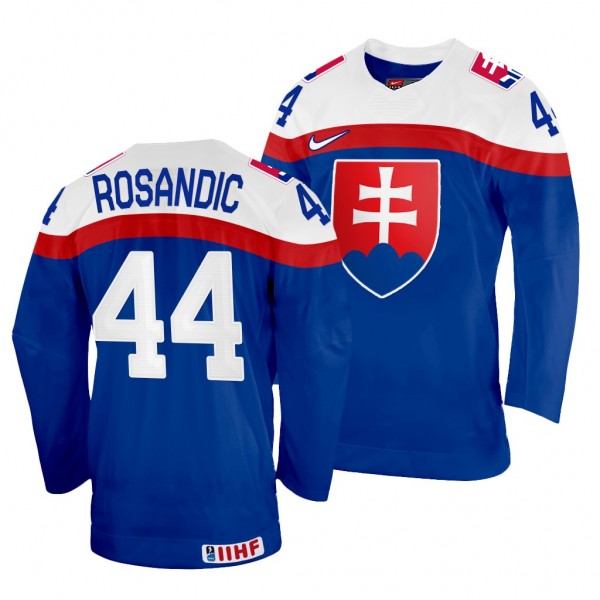 Slovakia Hockey Mislav Rosandic #44 Blue Away Jers...