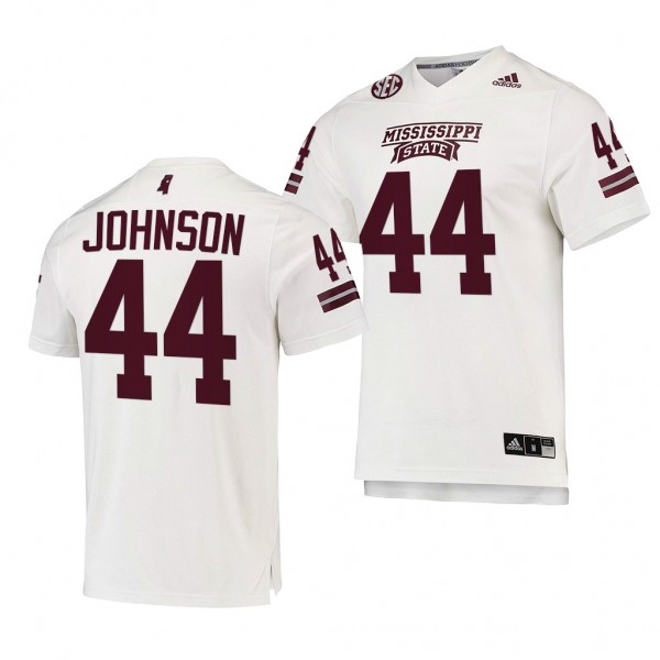 Jett Johnson Mississippi State Bulldogs 44 White 2021-22 College Football Replica Jersey Men