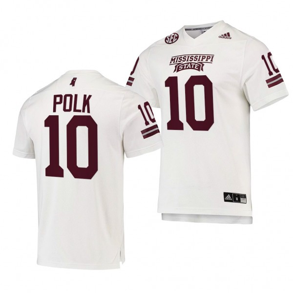 Makai Polk Mississippi State Bulldogs 10 White 2021-22 College Football Replica Jersey Men