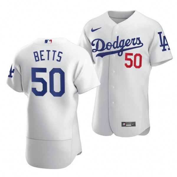 Mookie Betts Los Angeles Dodgers #50 White Authent...