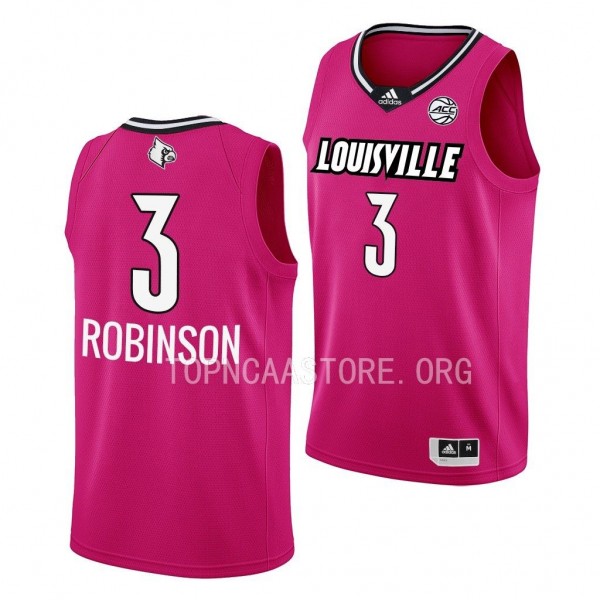 Mykasa Robinson Louisville Cardinals #3 Pink Women's Basketball Jersey