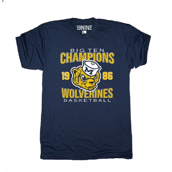 Navy Big Ten Champs 1986 NCAA Vintage Michigan Wol...