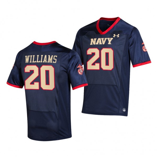 CJ Williams Navy Midshipmen 2021 Special Game USMC Premie Jersey Dress Blue A