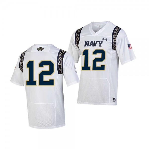 Navy Midshipmen 2023 Aer Lingus College Football Classic #12 White Men's Replica Jersey