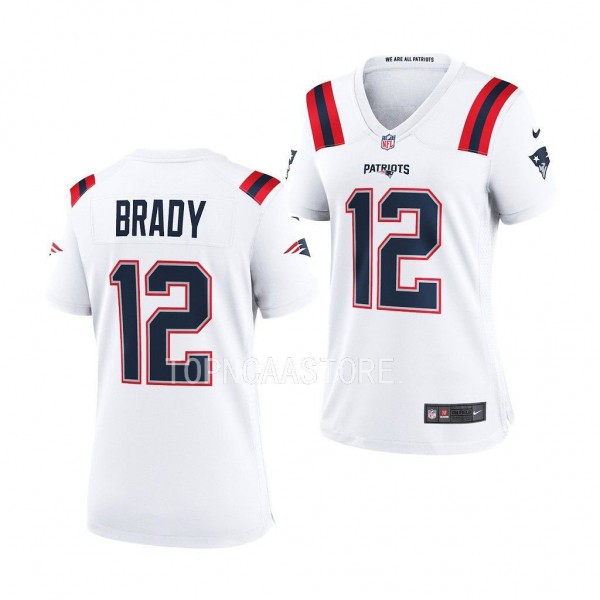 Tom Brady New England Patriots Retired Player Jersey Women White #12 Female Uniform