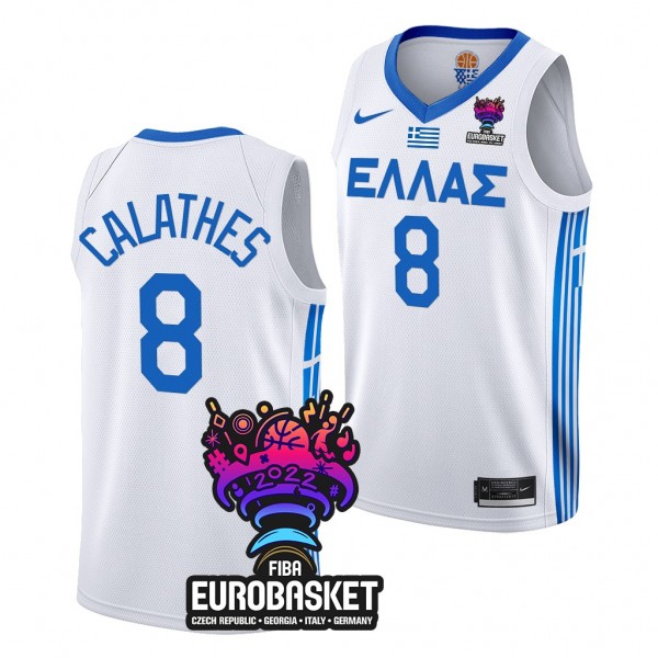 EuroBasket 2022 Greece Nick Calathes Home White #8...