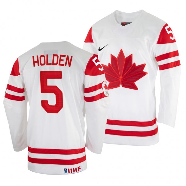 Canada Hockey Nick Holden #5 White Home Jersey 202...