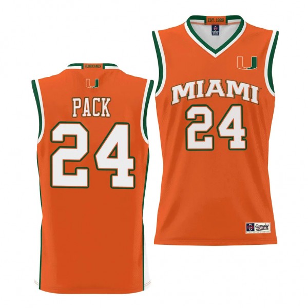 Miami Hurricanes Nijel Pack Orange #24 NIL Basketball Jersey Lightweight Unisex