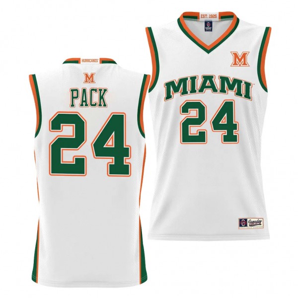 Nijel Pack Miami Hurricanes #24 White NIL Basketba...