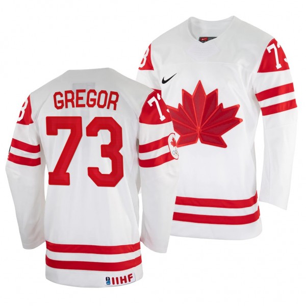 Canada Hockey Noah Gregor #73 White Home Jersey 20...