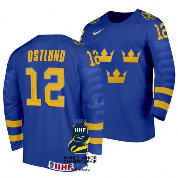 Sweden Hockey Noah Ostlund #12 White Jersey 2024 I...