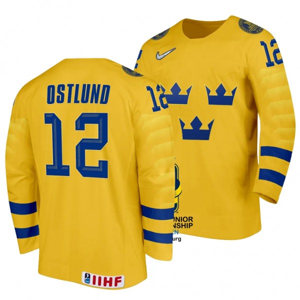 Noah Ostlund Sweden Hockey 2024 IIHF World Junior Championship Yellow Jersey #12