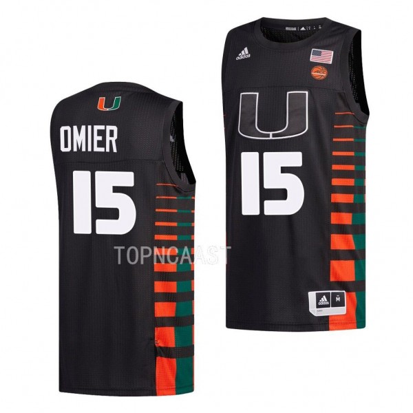 Miami Hurricanes Norchad Omier Black #15 Jersey Co...