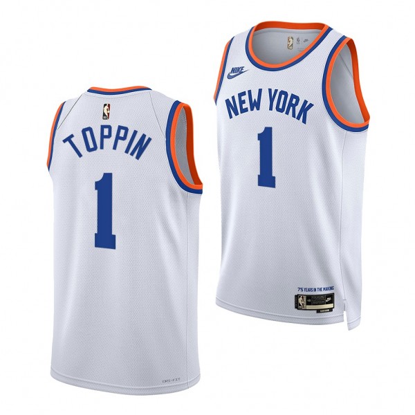 Obi Toppin #1 New York Knicks Year Zero White Jers...