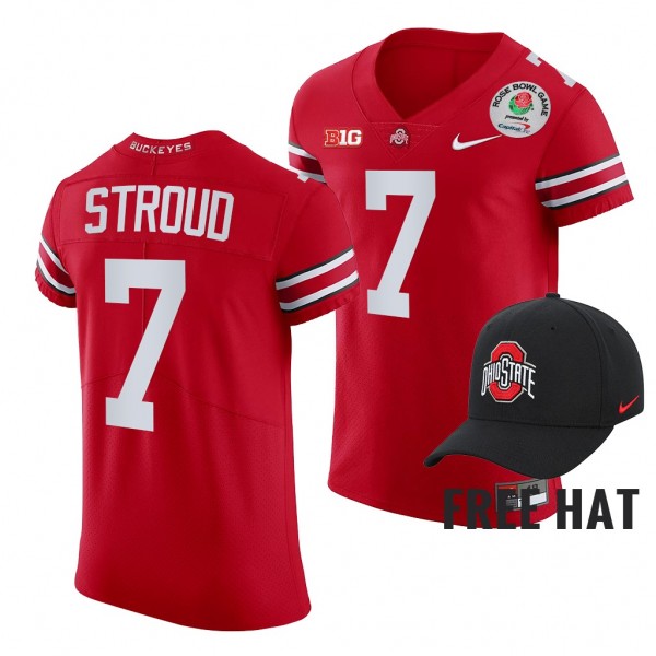 C.J. Stroud Ohio State Buckeyes 2022 Rose Bowl Scarlet Color Rush 7 Jersey Men