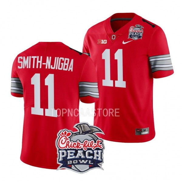 2022 Peach Bowl Jaxon Smith-Njigba Ohio State Buckeyes #11 Scarlet College Football Playoff Jersey Men's