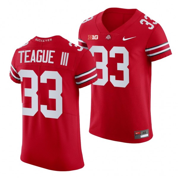 Ohio State Buckeyes Master Teague III 33 All Scarlet 2021-22 College Football Elite Jersey Men