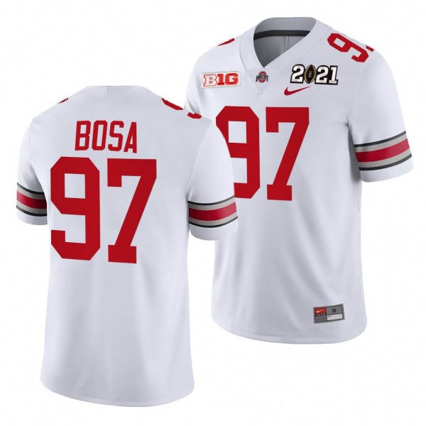 Ohio State Buckeyes Nick Bosa 2021 Sugar Bowl Champions Jersey White College Football Playoff Away